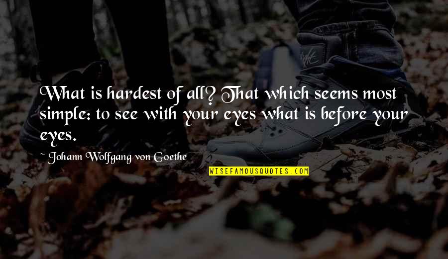 What We See Is Not What It Seems Quotes By Johann Wolfgang Von Goethe: What is hardest of all? That which seems