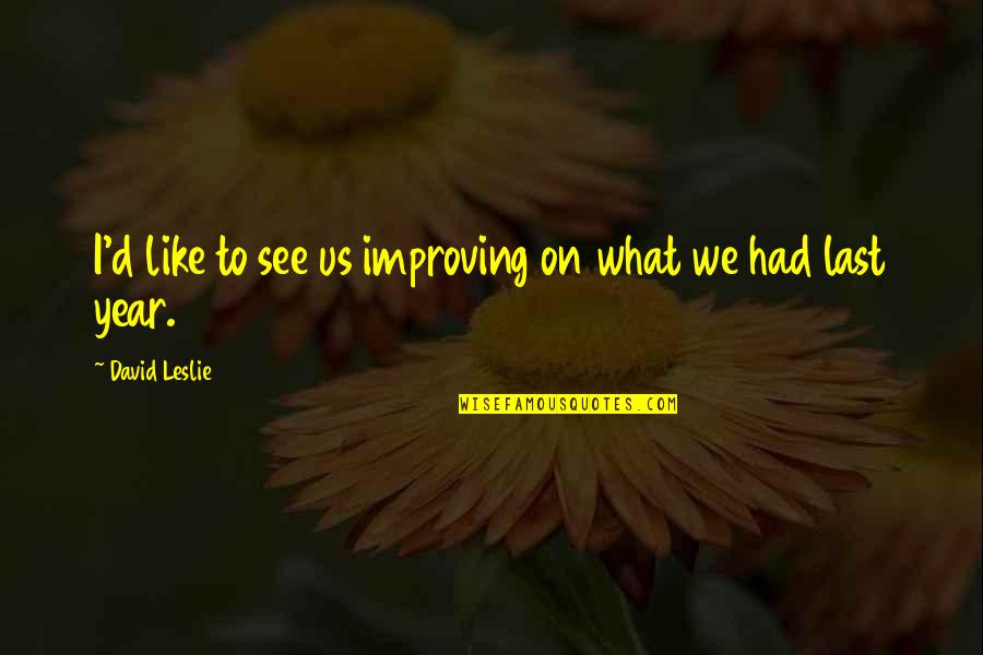 What We See Quotes By David Leslie: I'd like to see us improving on what What We See Quotes By David Leslie: I'd like to see us improving on what