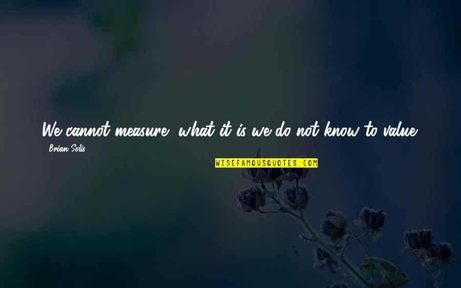 What We Value Quotes By Brian Solis: We cannot measure, what it is we do