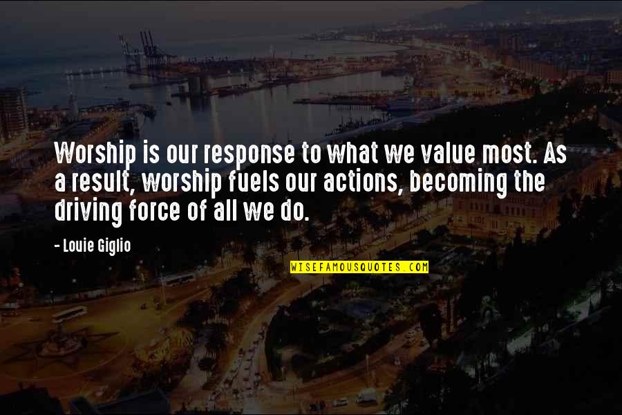 What We Value Quotes By Louie Giglio: Worship is our response to what we value