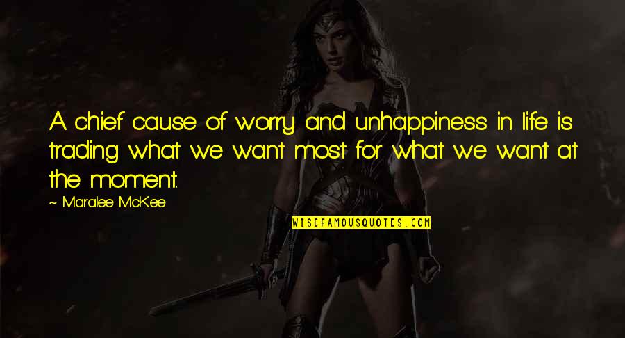 What We Want In Life Quotes By Maralee McKee: A chief cause of worry and unhappiness in