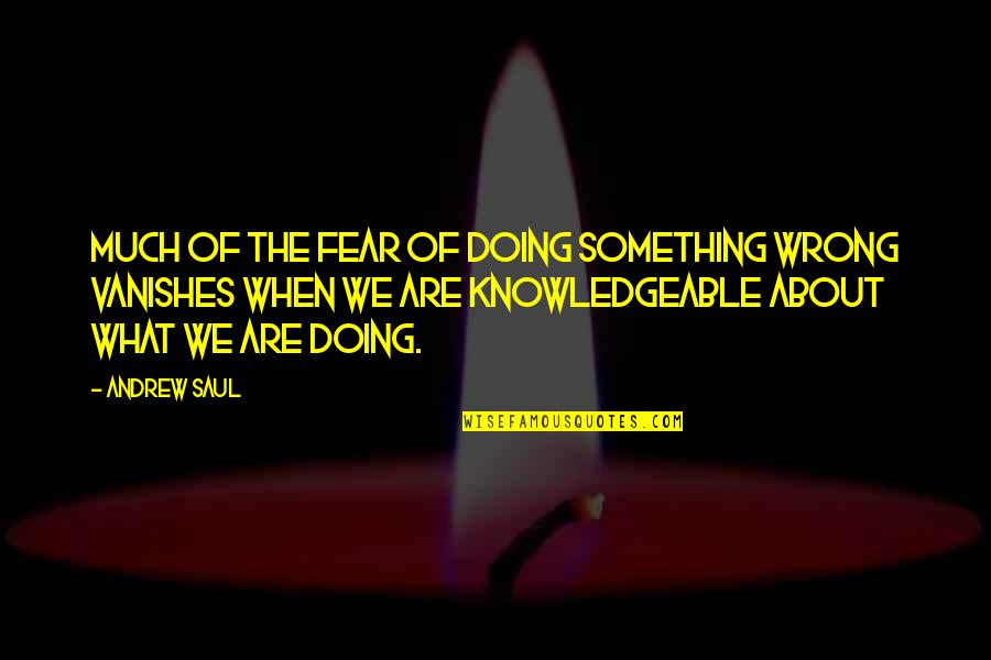 What You Are Doing Is Wrong Quotes By Andrew Saul: Much of the fear of doing something wrong