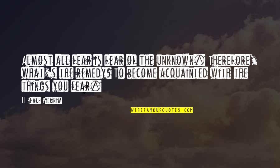 What You Become Quotes By Peace Pilgrim: Almost all fear is fear of the unknown. What You Become Quotes By Peace Pilgrim: Almost all fear is fear of the unknown.