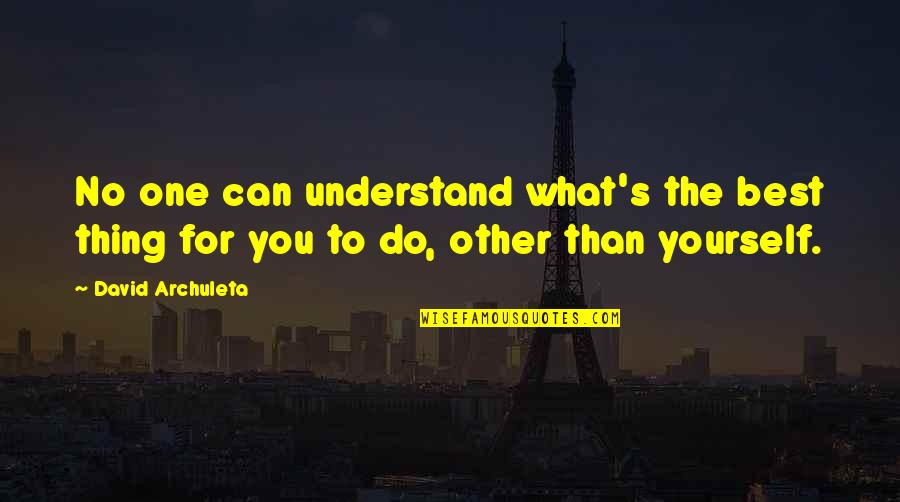 What You Can Do Quotes By David Archuleta: No one can understand what's the best thing