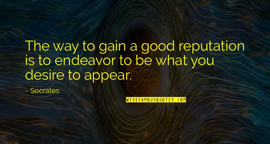 What You Desire Quotes By Socrates: The way to gain a good reputation is