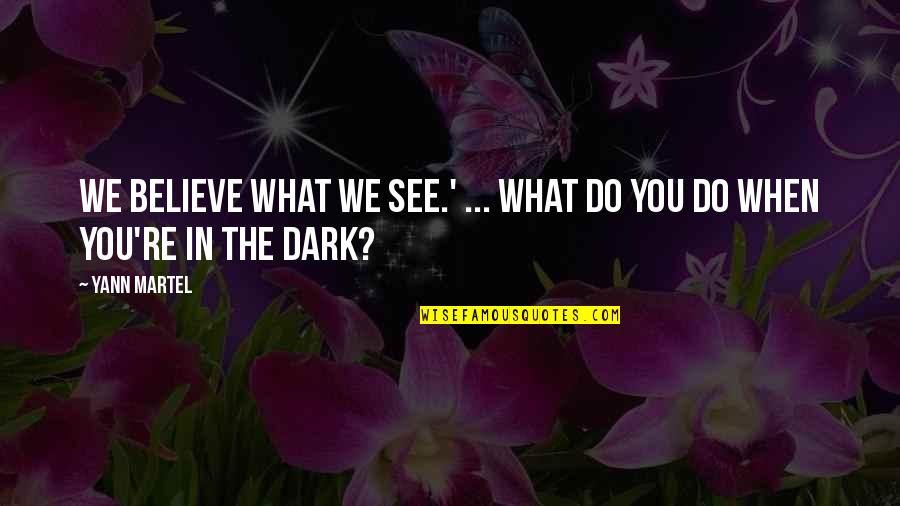 What You Do In The Dark Quotes By Yann Martel: We believe what we see.' ... What do