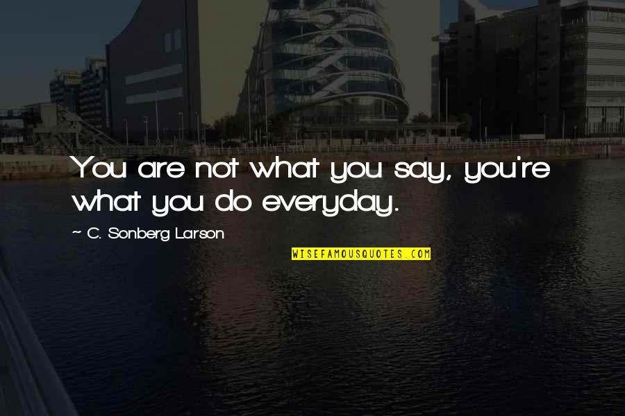 What You Do Not What You Say Quotes By C. Sonberg Larson: You are not what you say, you're what