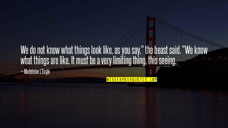 What You Do Not What You Say Quotes By Madeleine L'Engle: We do not know what things look like,