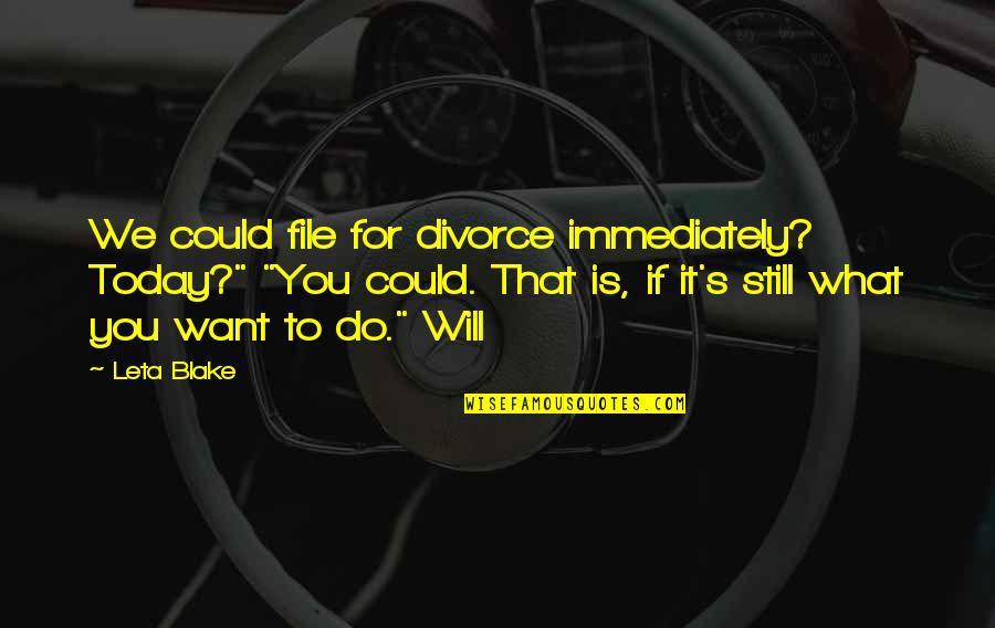 What You Do Today Quotes By Leta Blake: We could file for divorce immediately? Today?" "You