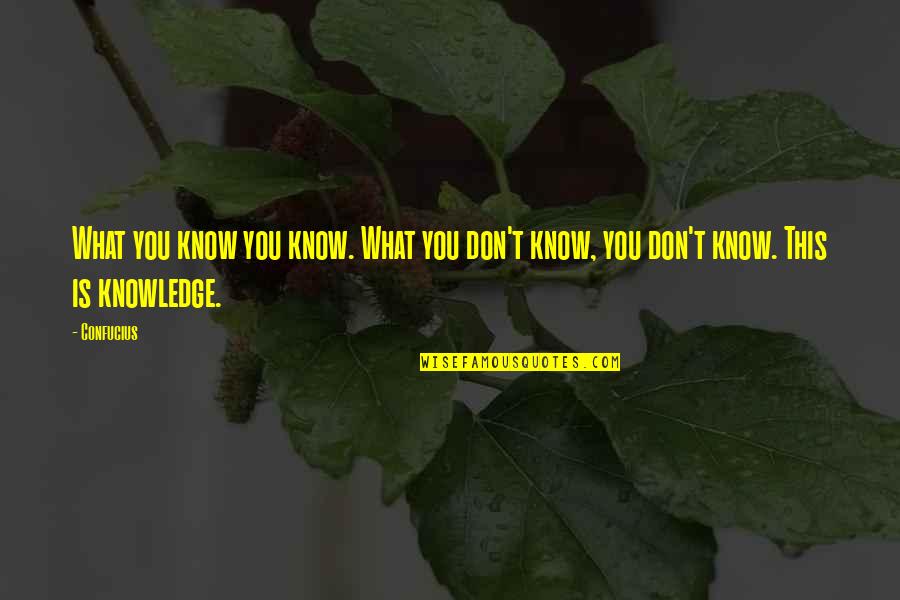 What You Don Know Quotes By Confucius: What you know you know. What you don't