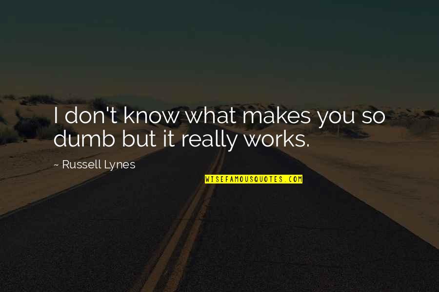 What You Don Know Quotes By Russell Lynes: I don't know what makes you so dumb