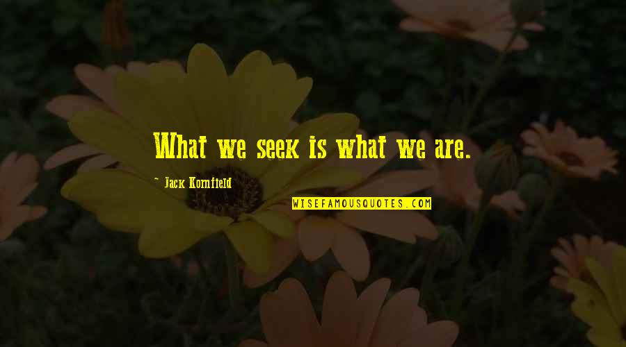 What You Don't Know Can't Hurt You Quotes By Jack Kornfield: What we seek is what we are.