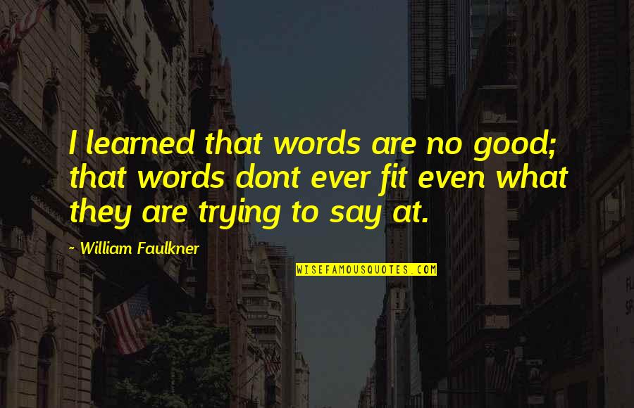 What You Dont Say Quotes By William Faulkner: I learned that words are no good; that