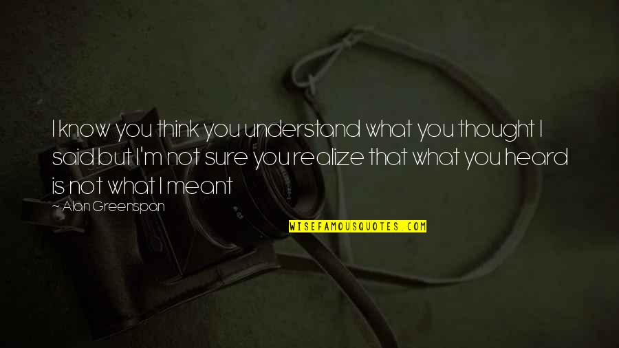 What You Heard Quotes By Alan Greenspan: I know you think you understand what you