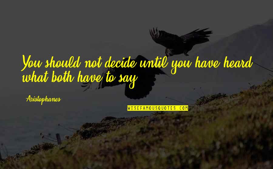 What You Heard Quotes By Aristophanes: You should not decide until you have heard
