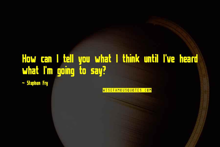 What You Heard Quotes By Stephen Fry: How can I tell you what I think