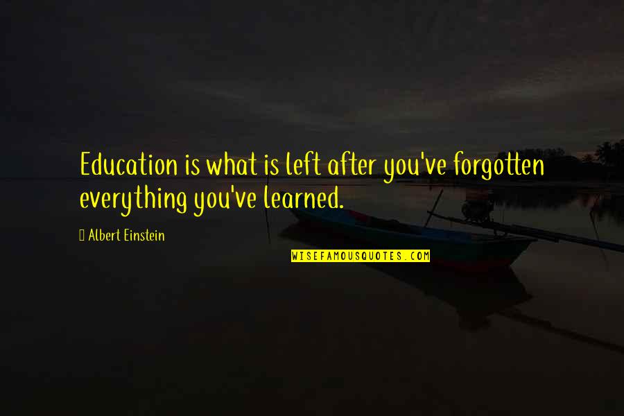 What You Learned Quotes By Albert Einstein: Education is what is left after you've forgotten