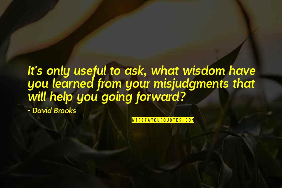 What You Learned Quotes By David Brooks: It's only useful to ask, what wisdom have