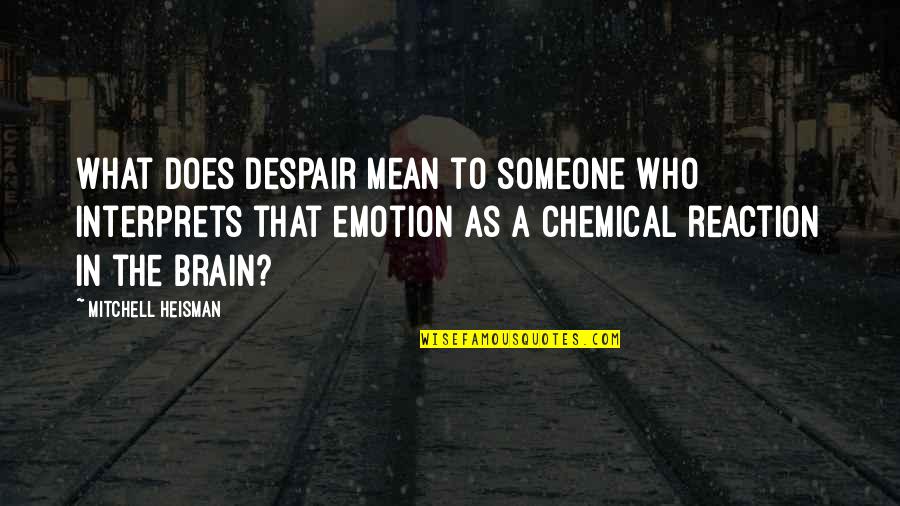What You Mean To Someone Quotes By Mitchell Heisman: What does despair mean to someone who interprets