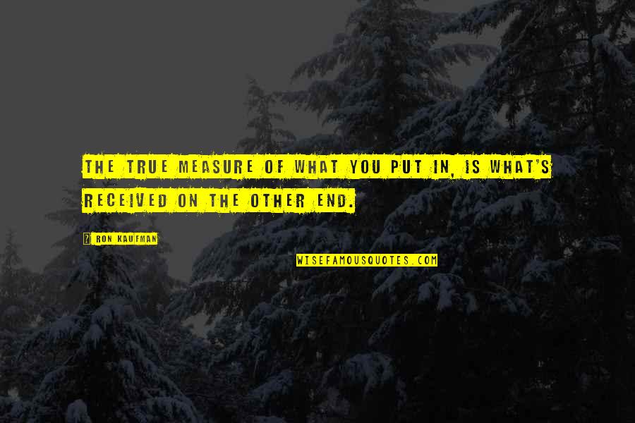 What You Put Up With You End Up With Quotes By Ron Kaufman: The true measure of what you put in,