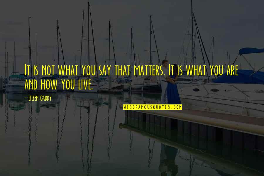 What You Say Is What You Are Quotes By Eileen Caddy: It is not what you say that matters.