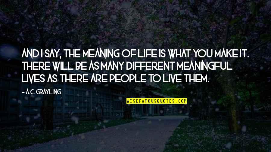 What You Say To People Quotes By A.C. Grayling: And I say, the meaning of life is
