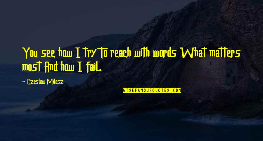 What You See Quotes By Czeslaw Milosz: You see how I try To reach with