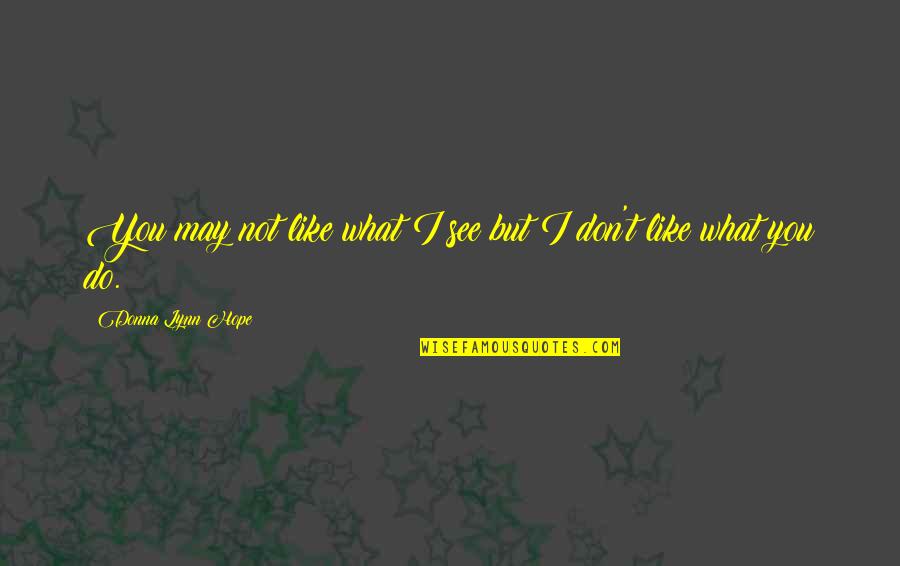 What You See Quotes By Donna Lynn Hope: You may not like what I see but