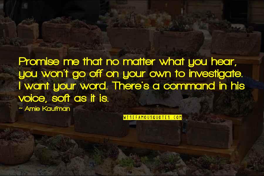 What You Want Quotes By Amie Kaufman: Promise me that no matter what you hear, What You Want Quotes By Amie Kaufman: Promise me that no matter what you hear,