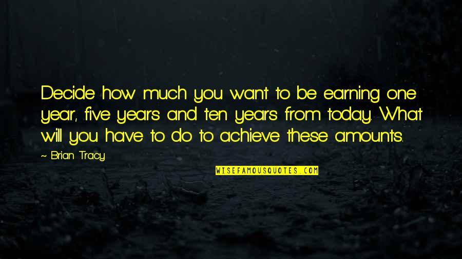 What You Want To Achieve Quotes By Brian Tracy: Decide how much you want to be earning
