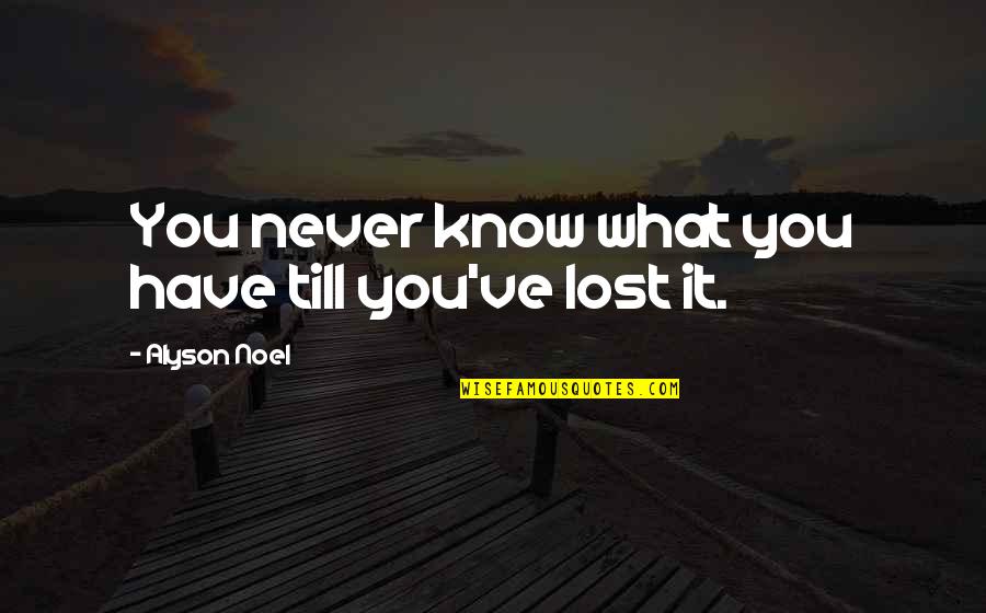 What You've Lost Quotes By Alyson Noel: You never know what you have till you've