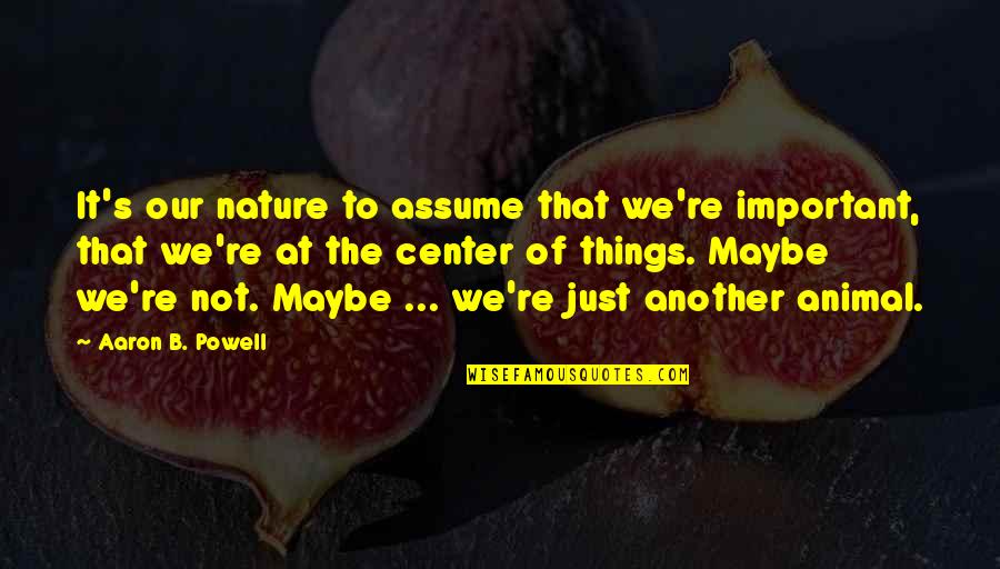 Whata Quotes By Aaron B. Powell: It's our nature to assume that we're important,