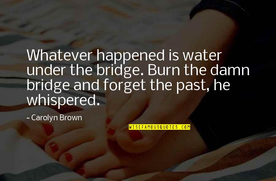 Whatever Happened Quotes By Carolyn Brown: Whatever happened is water under the bridge. Burn