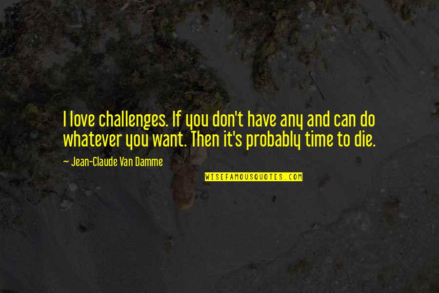Whatever You Want Quotes By Jean-Claude Van Damme: I love challenges. If you don't have any