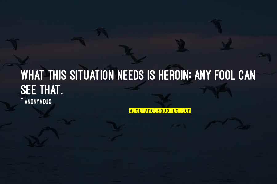 What'needs Quotes By Anonymous: What this situation needs is heroin; any fool