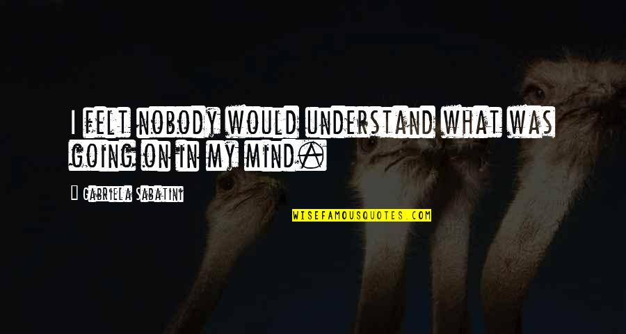 What's Going On In My Mind Quotes By Gabriela Sabatini: I felt nobody would understand what was going