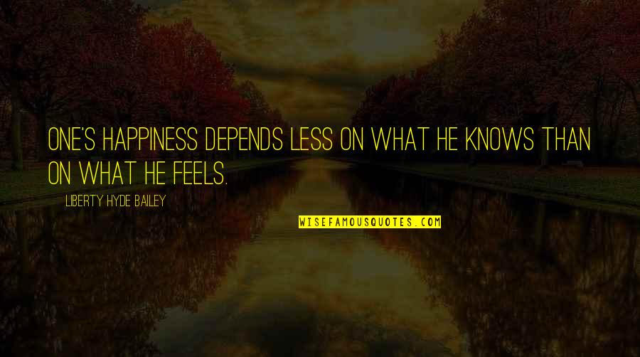 What's Happiness Quotes By Liberty Hyde Bailey: One's happiness depends less on what he knows
