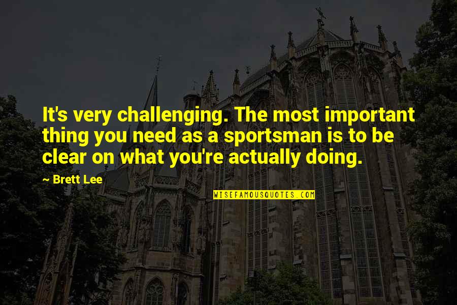 What's Important To You Quotes By Brett Lee: It's very challenging. The most important thing you