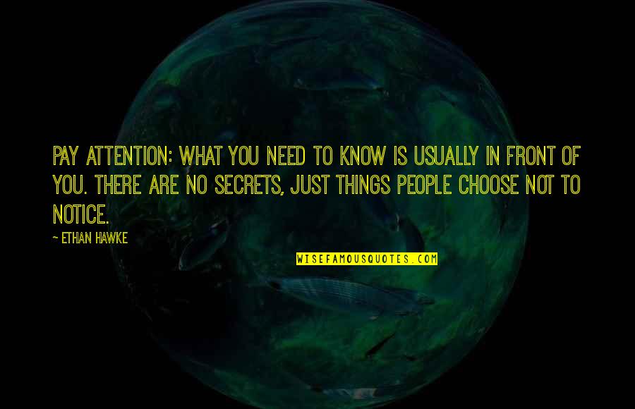 What's In Front Of You Quotes By Ethan Hawke: Pay attention: what you need to know is