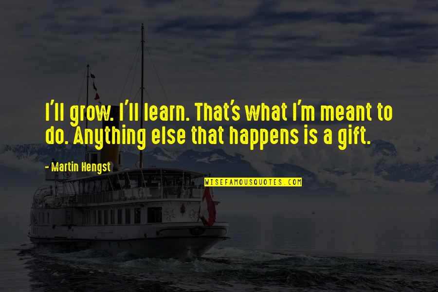 What's Meant Quotes By Martin Hengst: I'll grow. I'll learn. That's what I'm meant