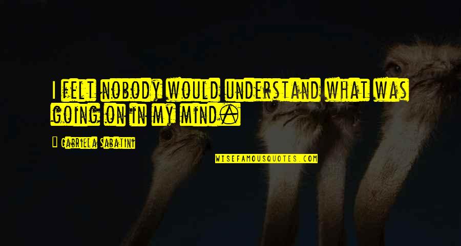 What's On My Mind Quotes By Gabriela Sabatini: I felt nobody would understand what was going