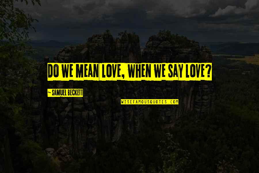 What's The Point Of Relationships Quotes By Samuel Beckett: Do we mean love, when we say love?