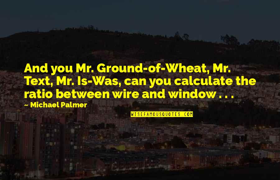 Wheat Quotes By Michael Palmer: And you Mr. Ground-of-Wheat, Mr. Text, Mr. Is-Was,