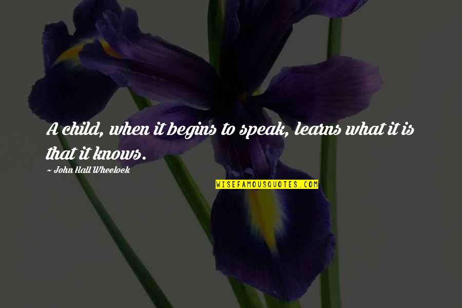 Wheelock's Quotes By John Hall Wheelock: A child, when it begins to speak, learns