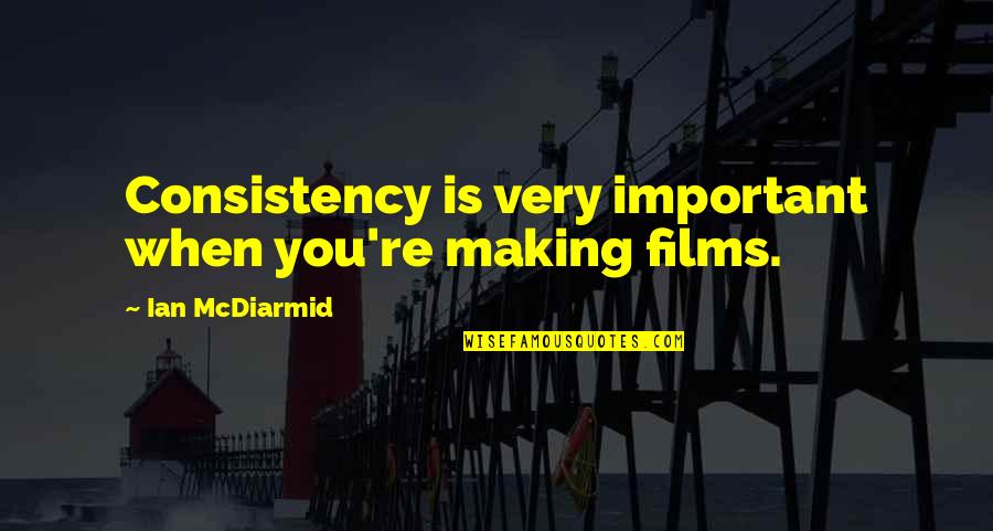 Wheels Turning Quotes By Ian McDiarmid: Consistency is very important when you're making films.