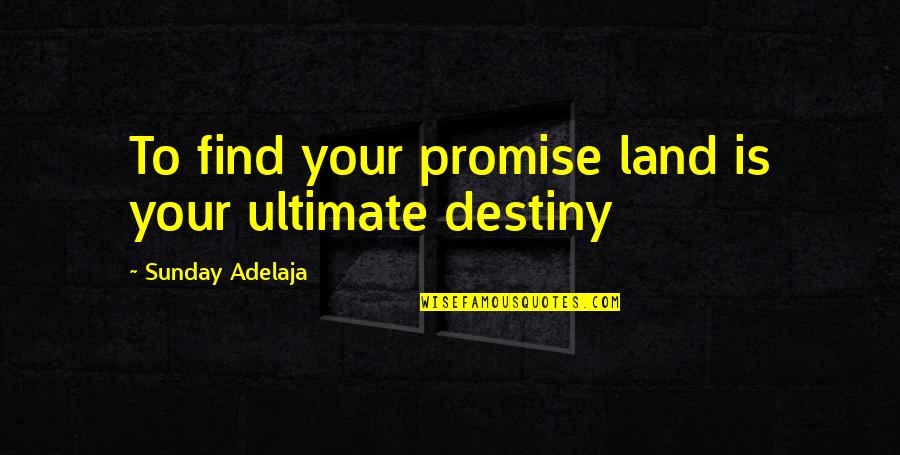 Wheeze Sound Quotes By Sunday Adelaja: To find your promise land is your ultimate