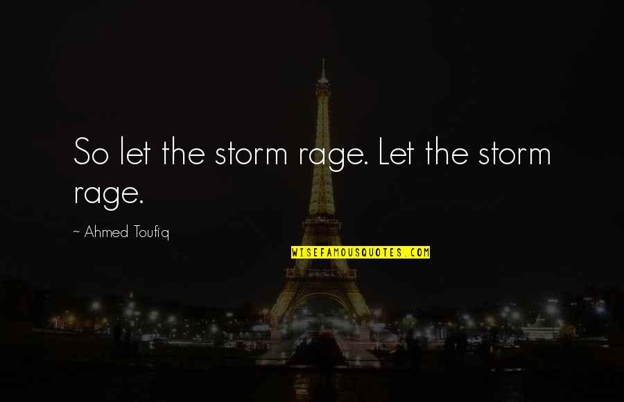 Wheezed Quotes By Ahmed Toufiq: So let the storm rage. Let the storm