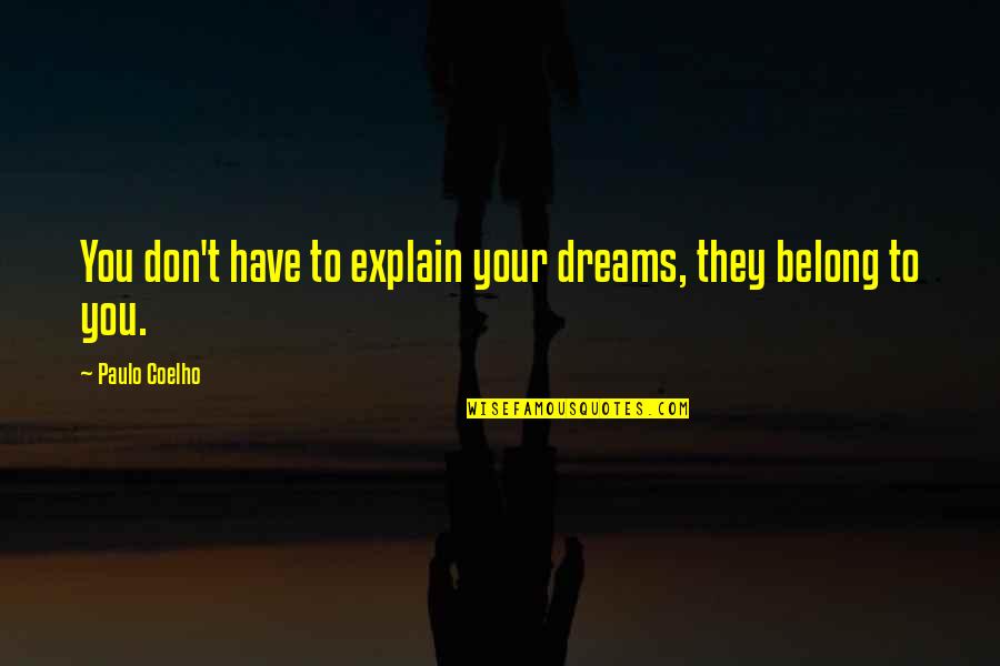 When Allergy Attacks Quotes By Paulo Coelho: You don't have to explain your dreams, they