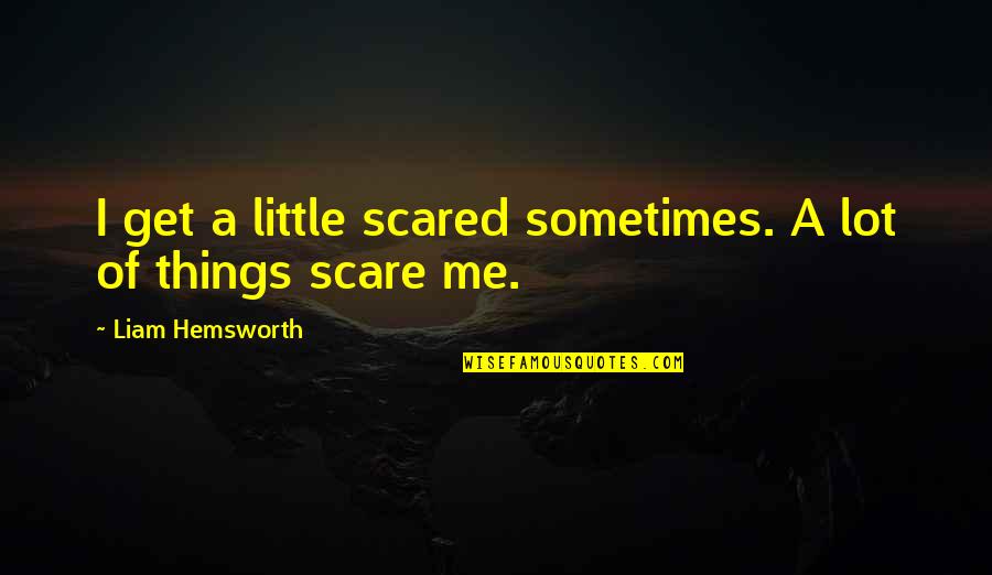 When He Clicks My Pictures Quotes By Liam Hemsworth: I get a little scared sometimes. A lot