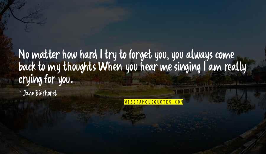 When I Come Back Quotes By Jane Bierhorst: No matter how hard I try to forget When I Come Back Quotes By Jane Bierhorst: No matter how hard I try to forget